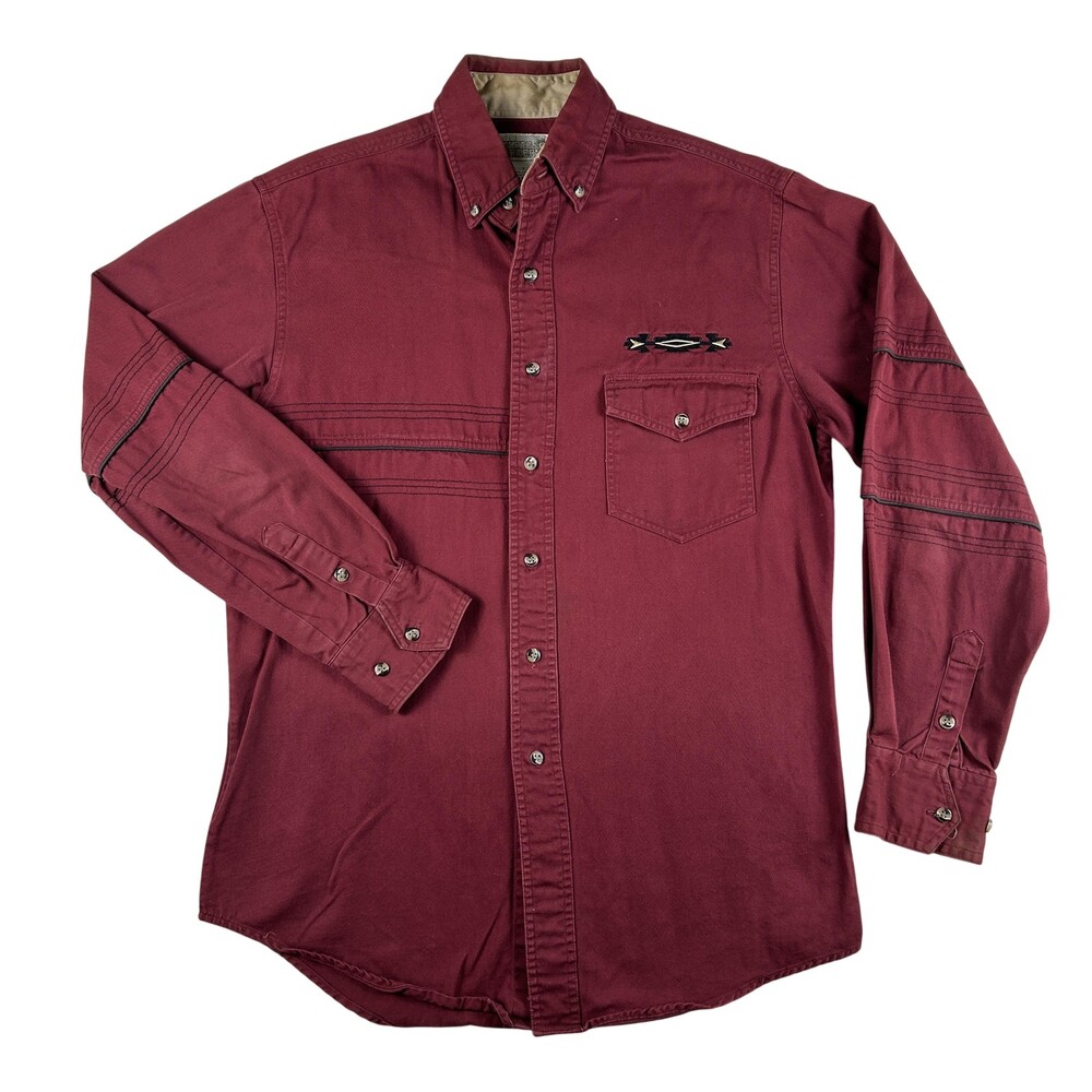 Vtg Express Riders Shirt Mens Small Western Button Down Cotton Twill Embroidered